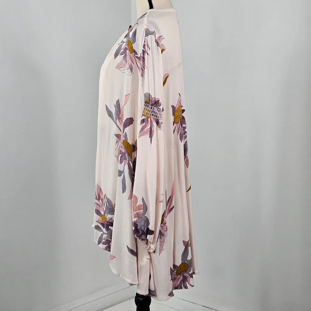 Free People Tunic Boho Mini Dress Floral Print | Women's Small | MINOR FLAW - Picture 14 of 16